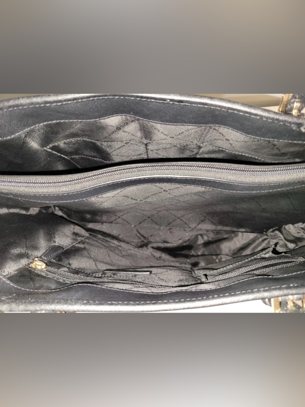 Michael Kors Jet Set Travel Black Saffiano Leather Tote with Gold Accent - Picture 15 of 16